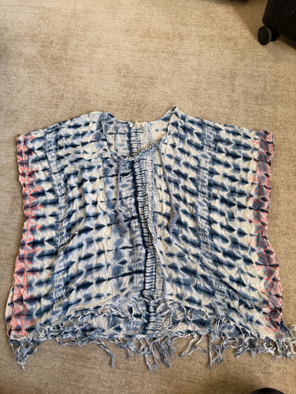 Billabong Blue and Cream Tie-Dye coverup
